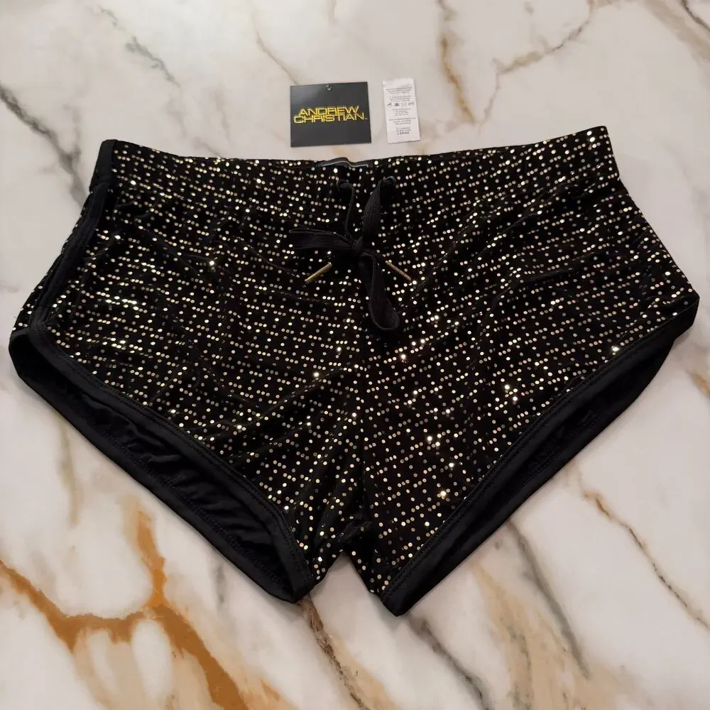 Andrew Christian Nightlife Dance Shorts Color Black Gold Size Large